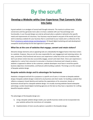 Develop a Website with a User Experience That Converts Visits Into Sales