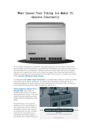 What Causes Your Viking Ice Maker To Operate Constantly