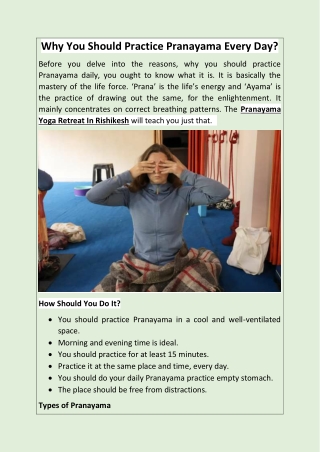Yoga Vidya Mandiram-Why You Should Practice Pranayama Every day