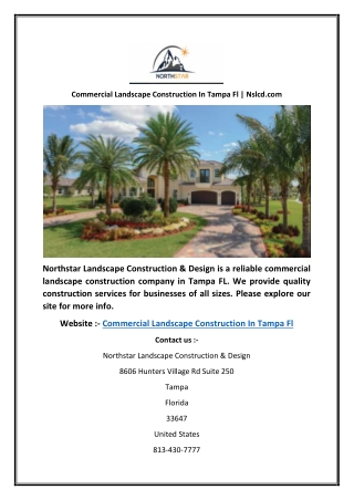 Commercial Landscape Construction In Tampa Fl | Nslcd.com