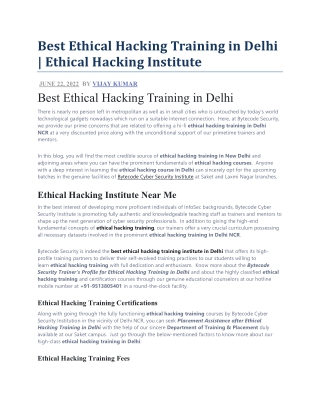 Best Ethical Hacking Training in Delhi