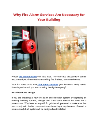 Why Fire Alarm Services Are Necessary for Your Building