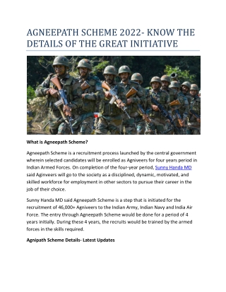 AGNEEPATH SCHEME 2022- KNOW THE DETAILS OF THE GREAT INITIATIVE