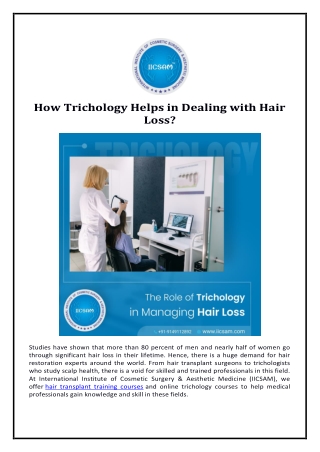 How Trichology Helps in Dealing with Hair Loss?