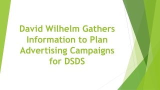 David Wilhelm Gathers Information to Plan Advertising Campaigns for DSDS