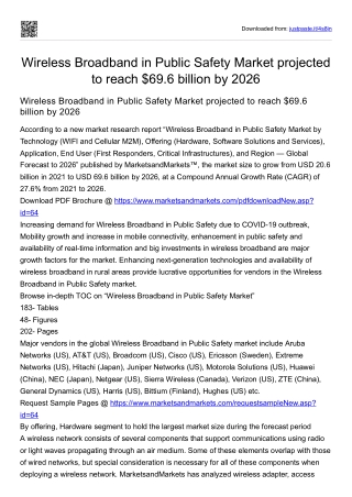 Wireless Broadband in Public Safety Market projected to reach $69.6 Bn by 2026
