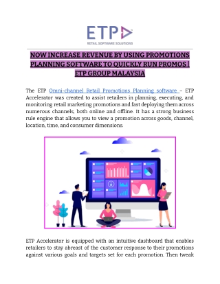 NOW INCREASE REVENUE BY USING PROMOTIONS PLANNING SOFTWARE TO QUICKLY RUN PROMOS
