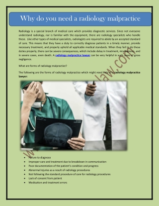 Why do you need a radiology malpractice lawyer?