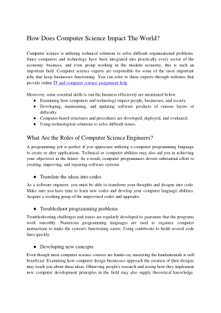 How Does Computer Science Impact The World-pdf