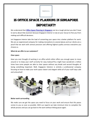 Is Office Space Planning in Singapore important