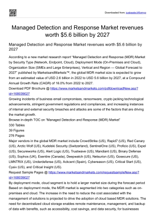 Managed Detection and Response Market revenues worth $5.6 billion by 2027