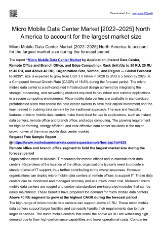 Micro Mobile Data Center Market [2022–2025]