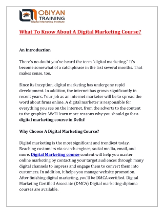 What To Know About A Digital Marketing Course