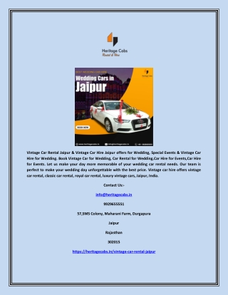Vintage Car Rental in Jaipur.