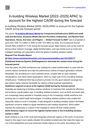 In-building Wireless Market [2022–2025] APAC to account for the highest CAGR