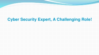 Cyber Security Expert, A Challenging Role!