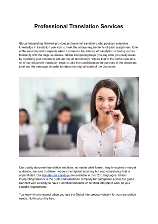 Professional Translation Services