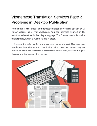 Vietnamese Translation Services Face 3 Problems in Desktop Publication