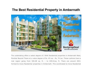 The Best Residential Property in Ambernath