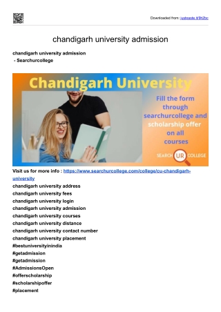 chandigarh university admission  - Searchurcollege