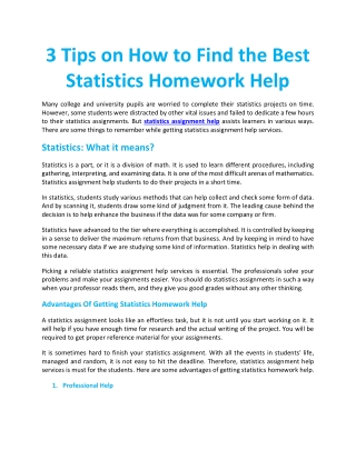 3 Tips on How to Find the Best Statistics Homework Help