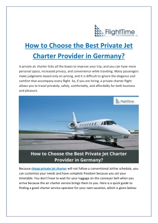 How to Choose the Best Private Jet Charter Provider in Germany?