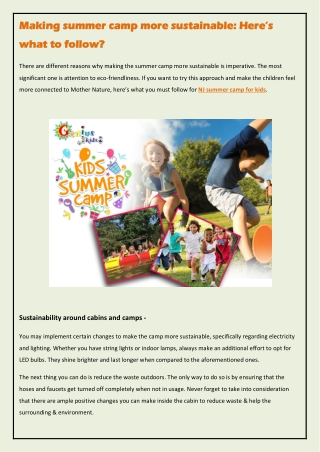 Making summer camp more sustainable Here’s what to follow