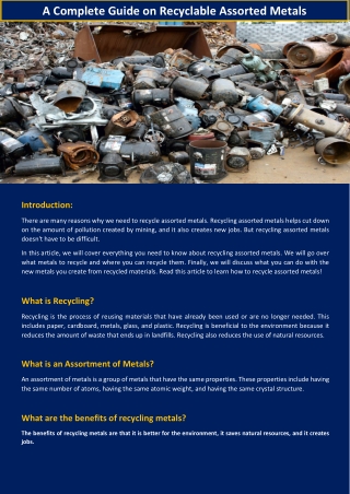 A Complete Guide Recyclable Assorted Metals