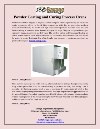 Powder Coating and Curing Process Ovens