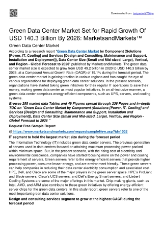 Green Data Center Market Surge Valuation Of USD 140.3 billion By 2026: MnM