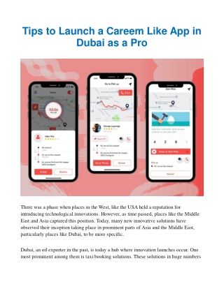 Tips to Launch a Careem Like App in Dubai as a Pro