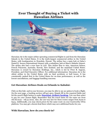 Ever thought of buying a ticket with Hawaiian Airways