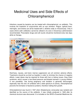 Medicinal Uses and Side Effects of Chloramphenicol