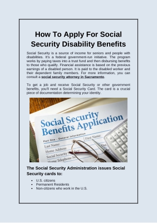 How To Apply For Social Security Disability Benefits