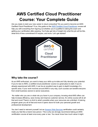 AWS Certified Cloud Practitioner Course