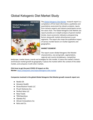 Global Ketogenic Diet Market Study