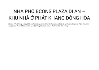 Nhà phố Bcons Plaza Đông Hòa Dĩ An - Khu nhà ở Phát Khang