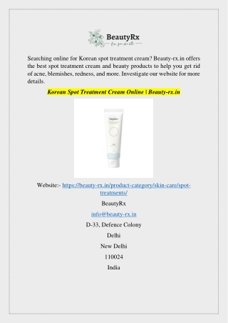 Korean Spot Treatment Cream Online  Beauty-rx.in