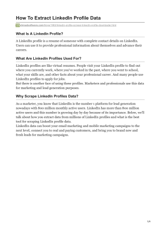 1How To Extract LinkedIn Profile Data