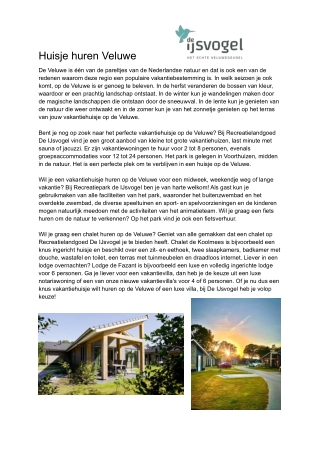 Huisje huren Veluwe