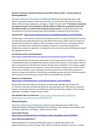 Electronic Chemicals and Materials Market 22-06-2022