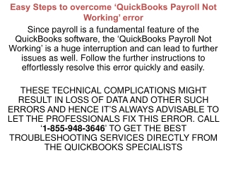 Easy Steps to overcome ‘QuickBooks Payroll Not Working’ error