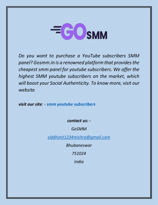 Do you want to purchase a YouTube subscribers SMM panel