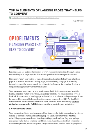 TOP 10 ELEMENTS OF LANDING PAGES THAT HELPS TO CONVERT