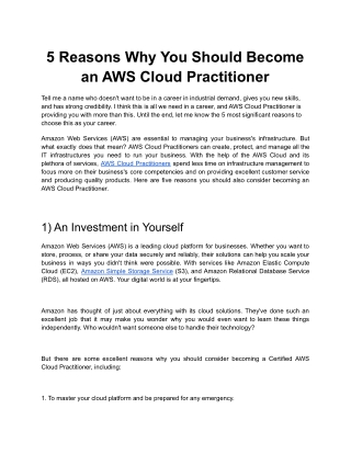 5 Reasons Why You Should Become an AWS Cloud Practitioner