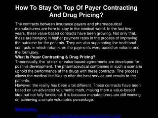 How To Stay On Top Of Payer Contracting And Drug Pricing