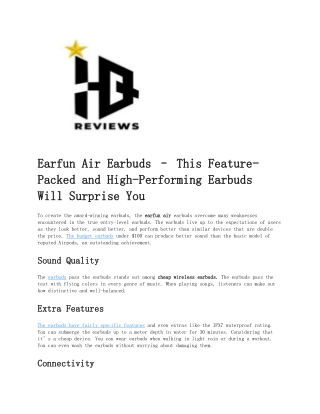 Earfun Air Earbuds – This Feature-Packed and High-Performing Earbuds Will Surpri