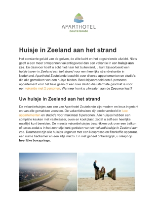 Aparthotel Zoutelande - Huisje aan zee Zeeland
