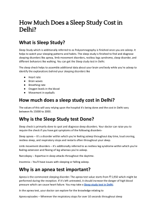 How Much Does a Sleep Study Cost in Delhi?
