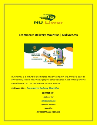 Ecommerce Delivery Mauritius